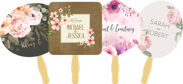 Four Wedding Print Hand Fans